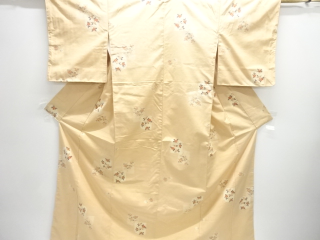 JAPANESE KIMONO / TSUMUGI / WOVEN FLOWER BRANCH 